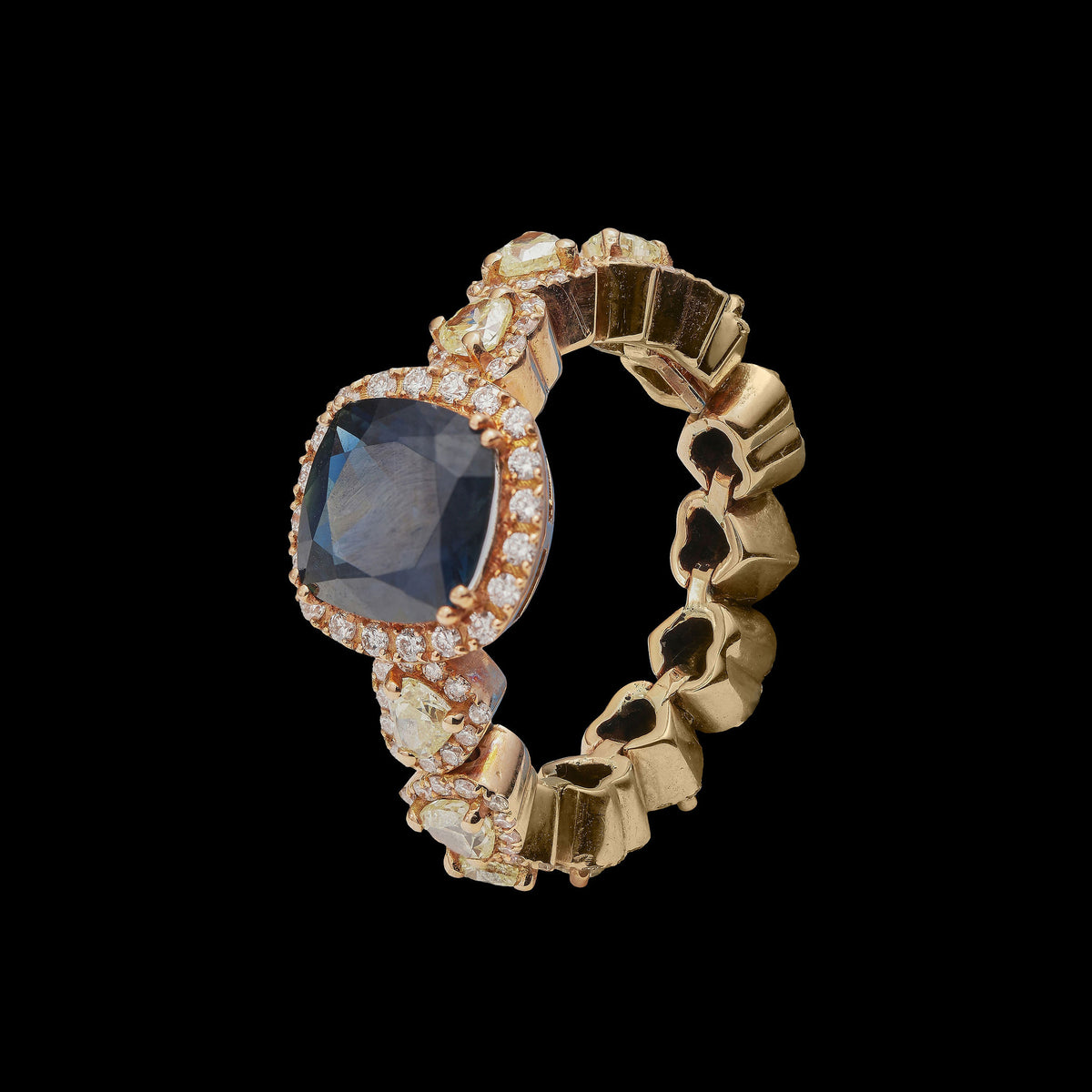 Sapphire & Yellow Diamond Ring