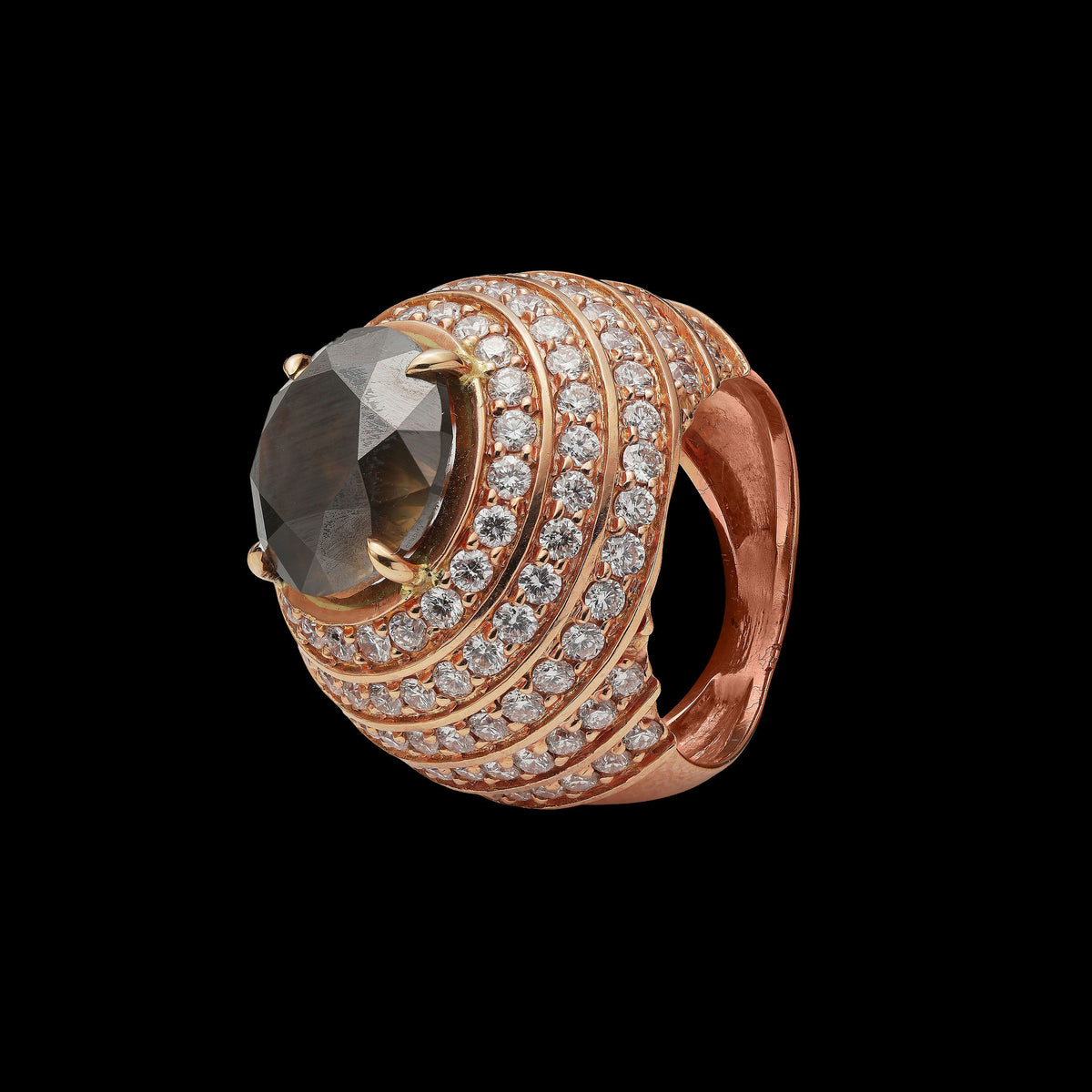 Brown Green Diamond Ring