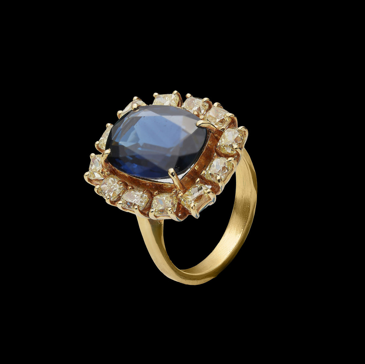 Sapphire & Yellow Diamond Ring