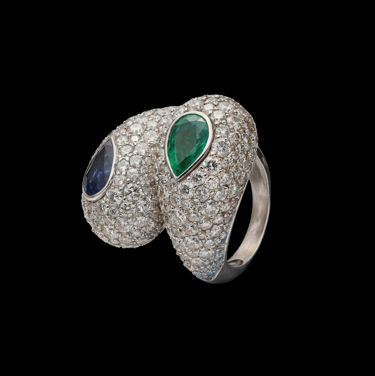 Emerald & Sapphire Diamond Ring