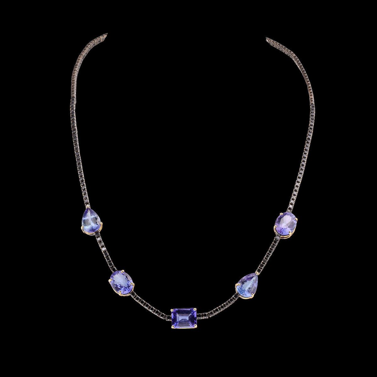 Sapphire & Black Diamond Necklace
