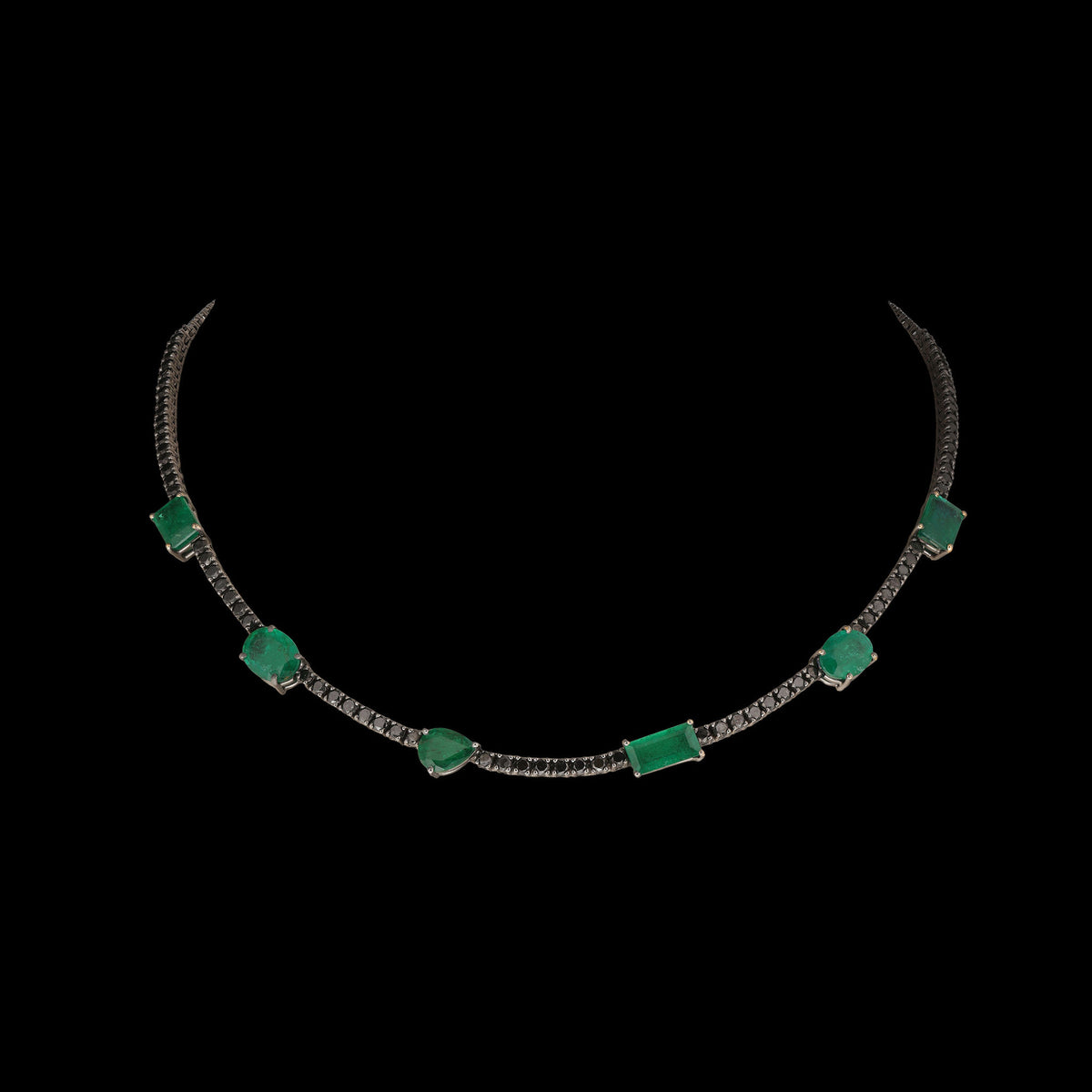 Emerald & Black Diamond Necklace
