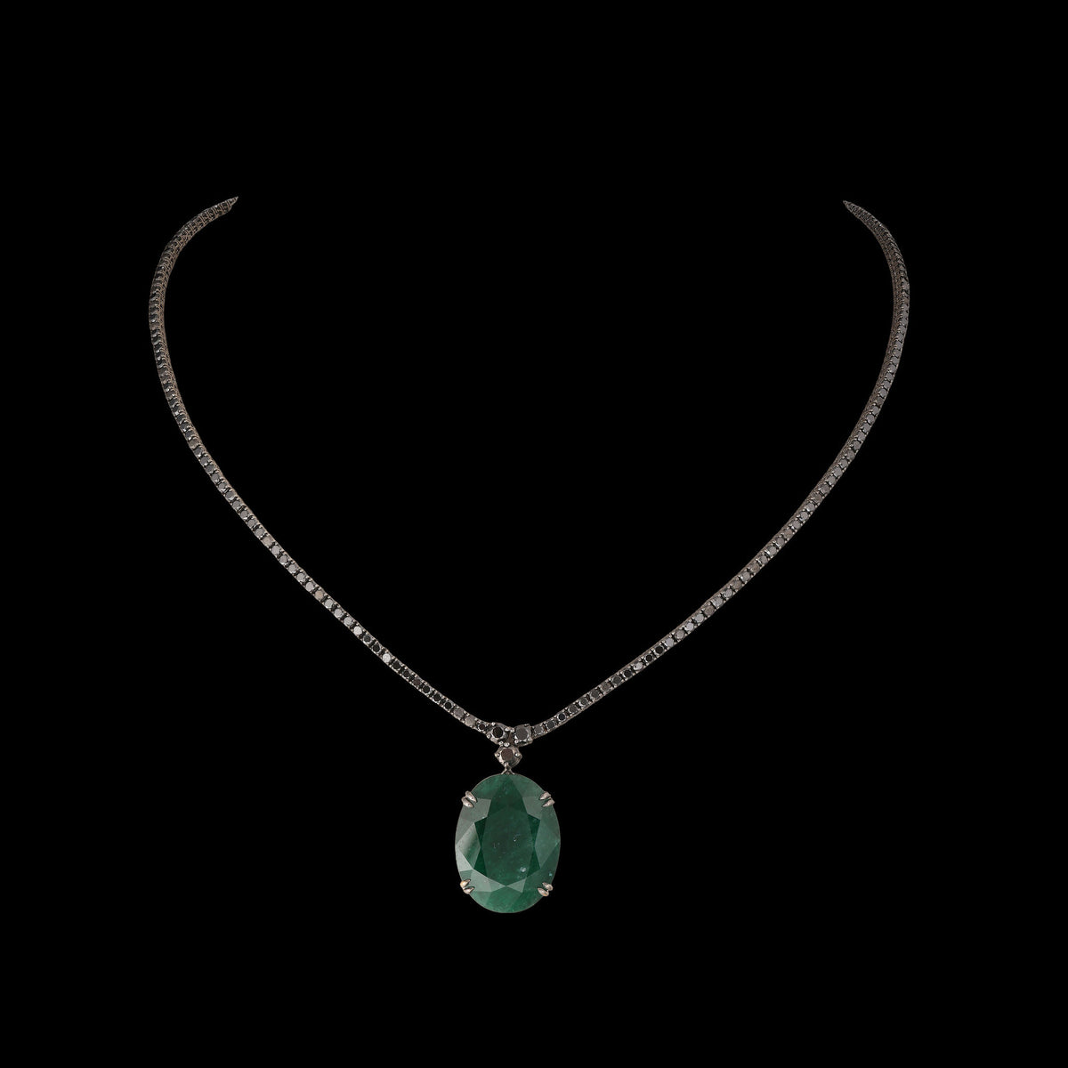 Emerald & Black Diamond Necklace