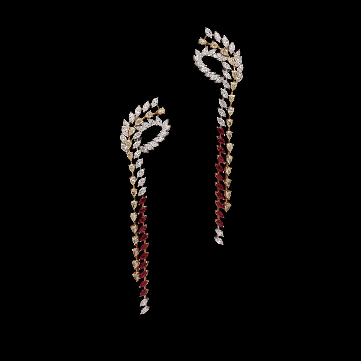 Ruby & Yellow Diamond Earrings