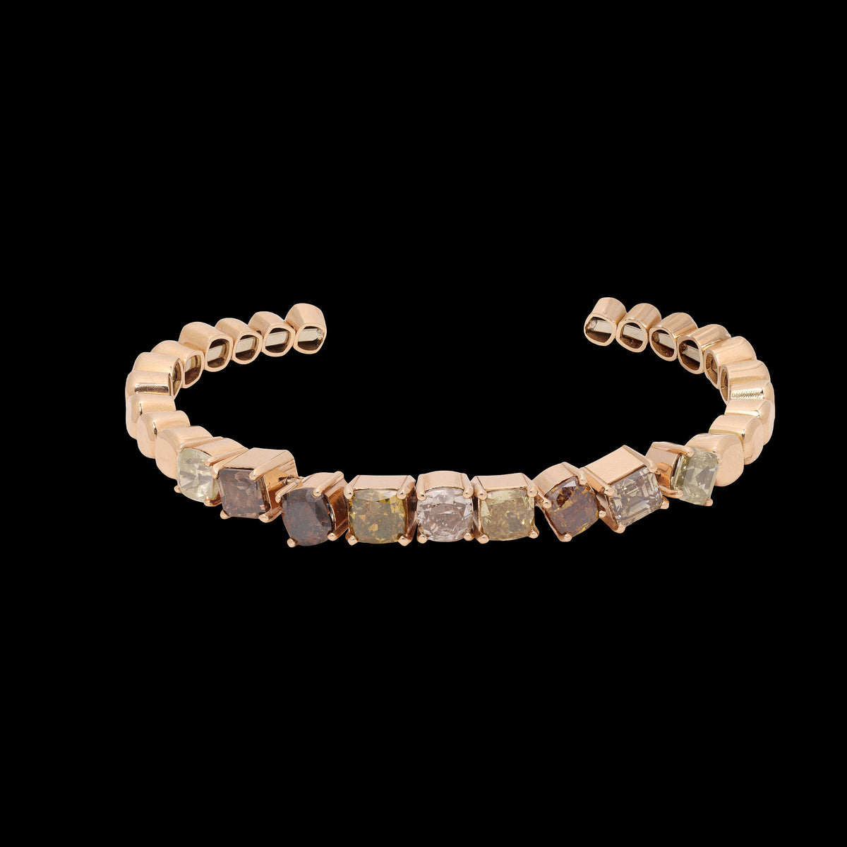 Brown & Yellow Diamond Bangle Bracelet