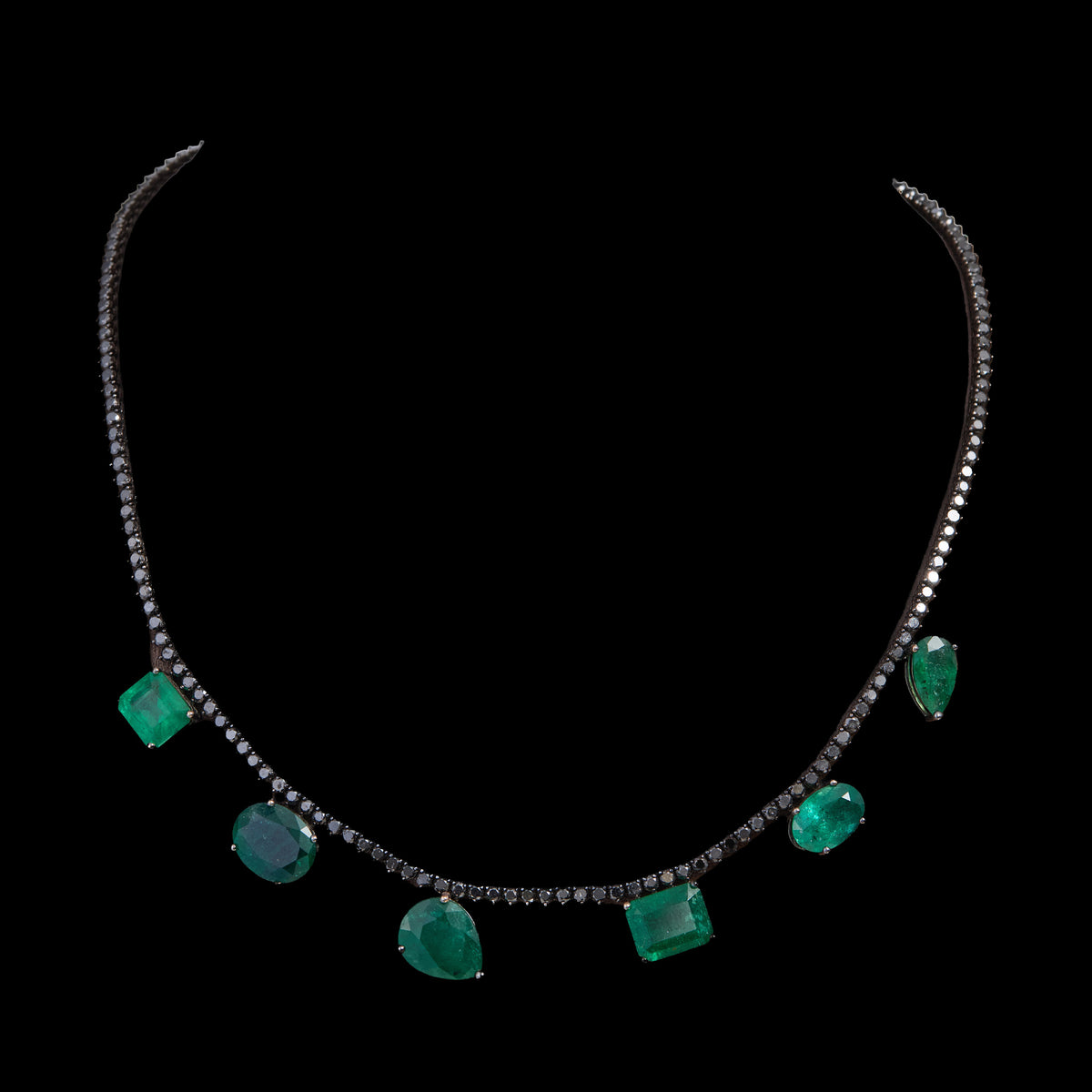 Emerald & Black Diamond Necklace
