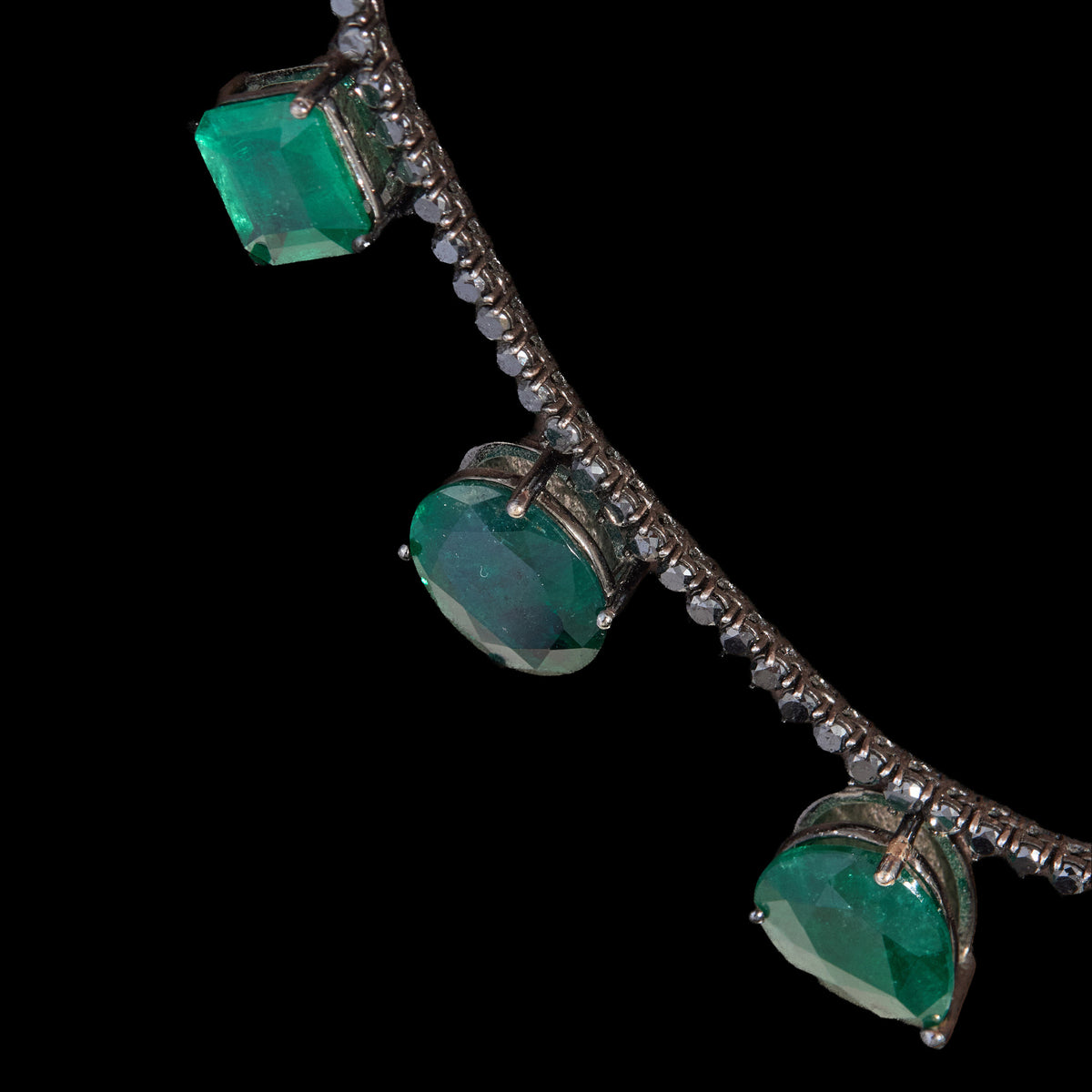 Emerald & Black Diamond Necklace