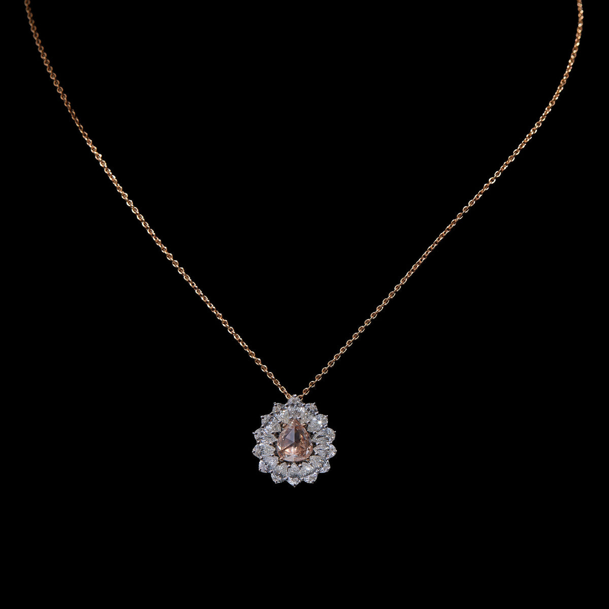 Natural Brown Pink Diamond Necklace