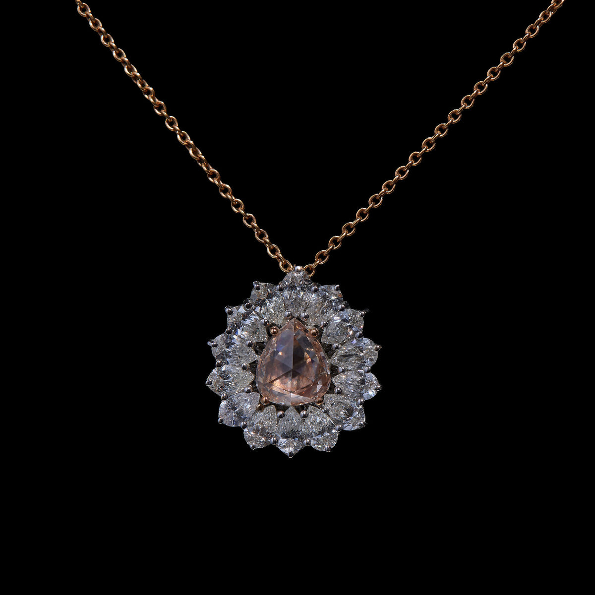 Natural Brown Pink Diamond Necklace