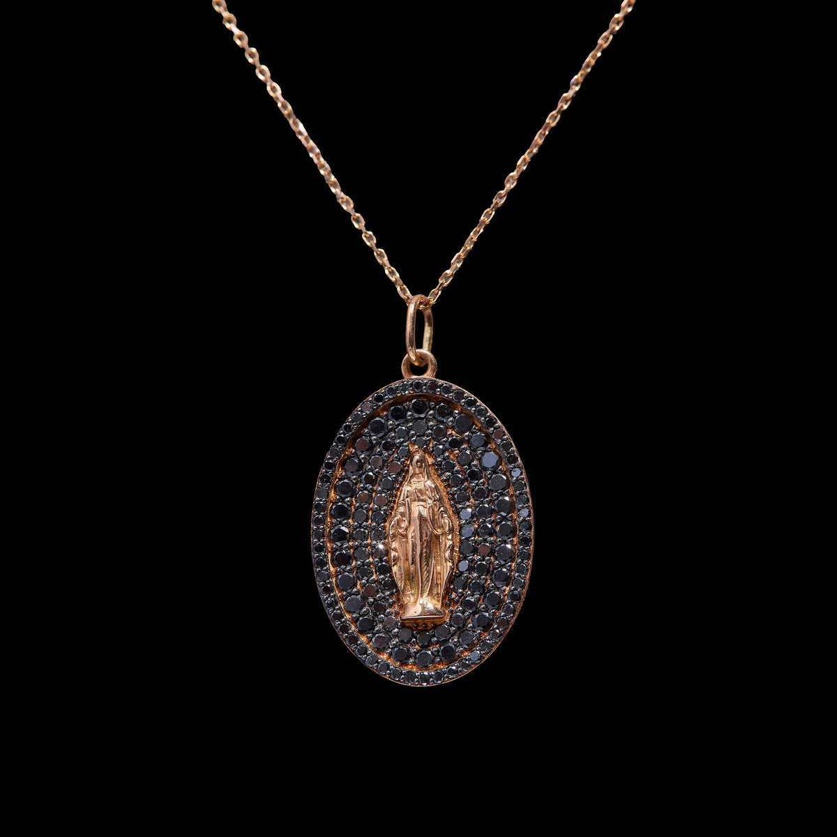 Black Diamond Rosary Necklace
