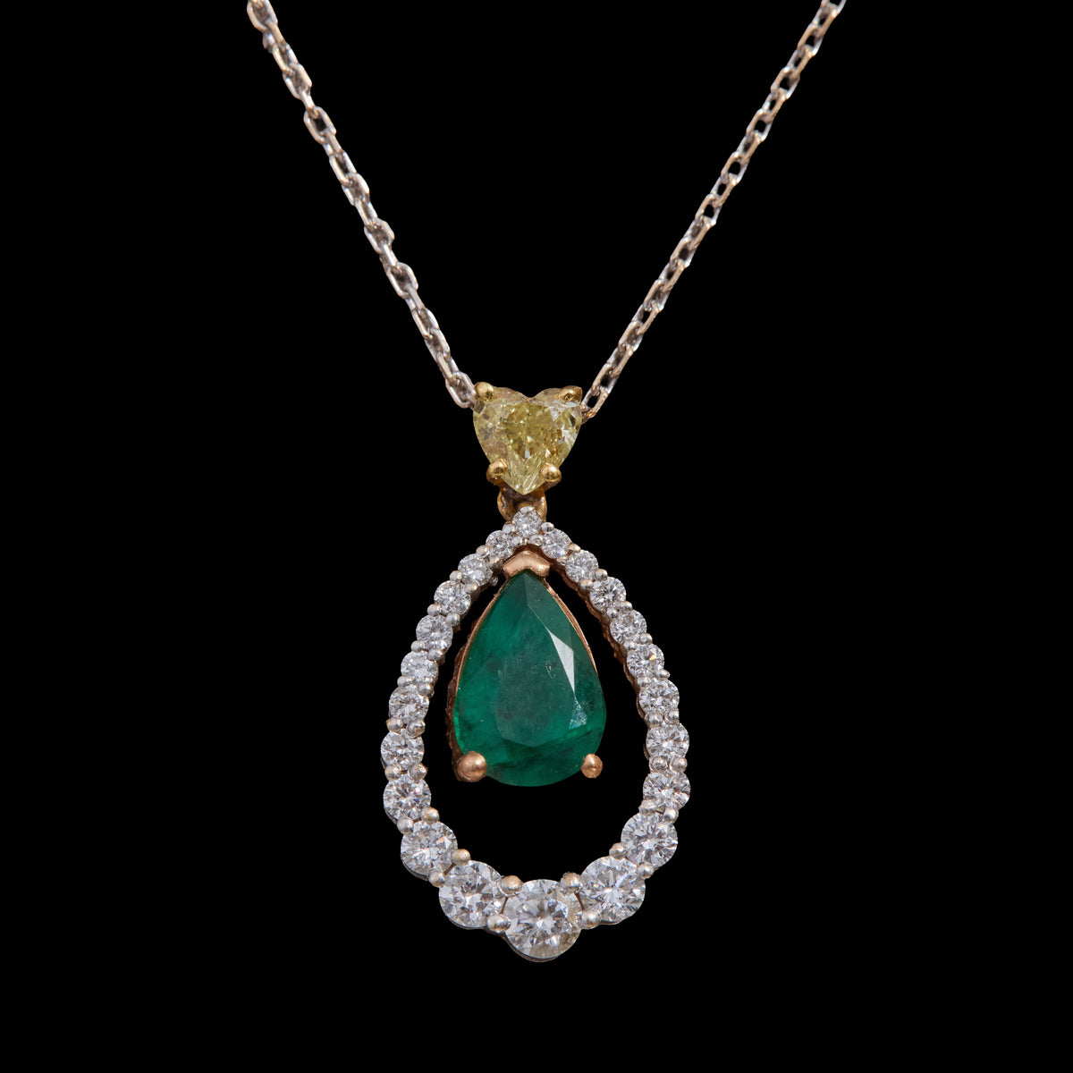Emerald & Yellow Diamond Pendant