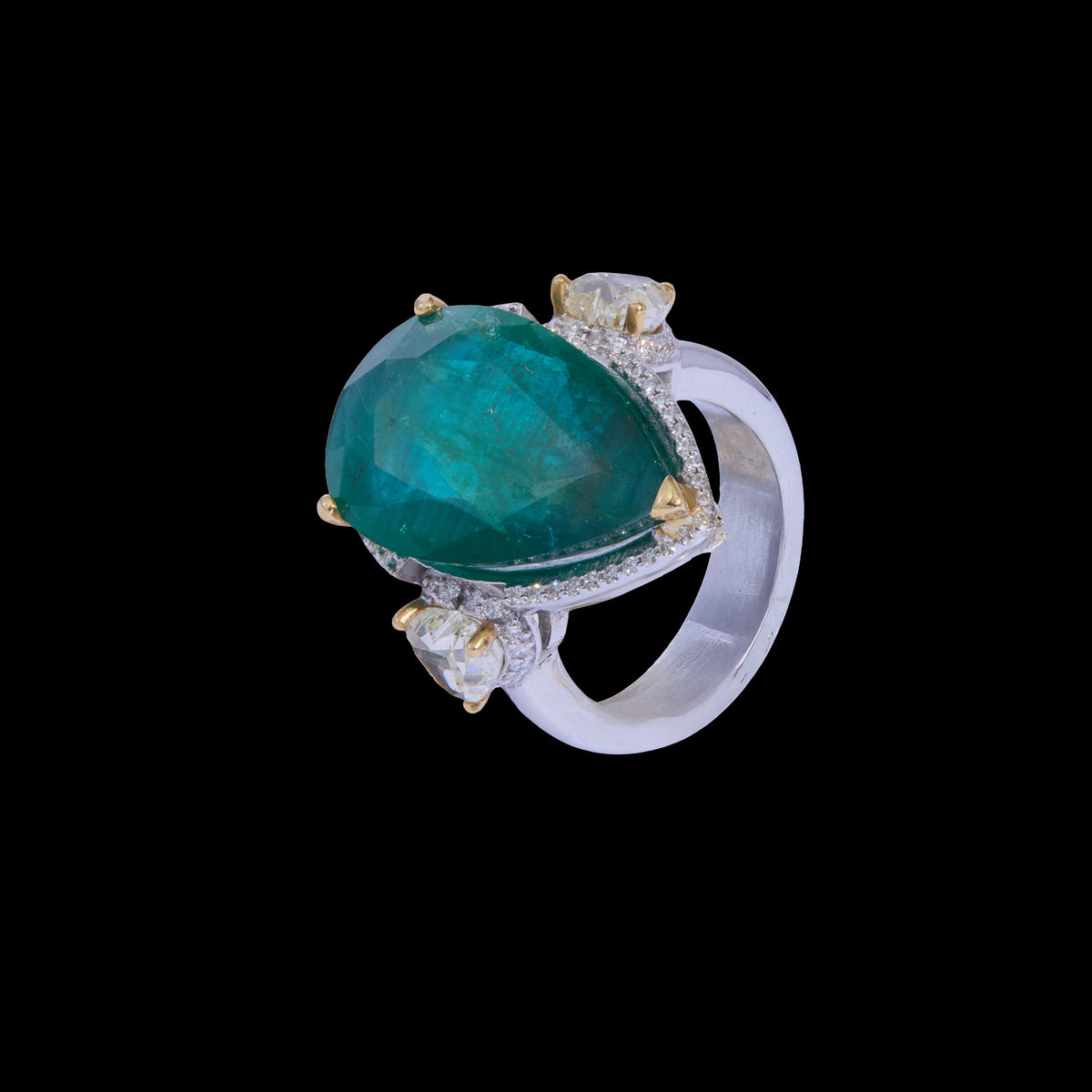 Emerald & Yellow Diamond Ring