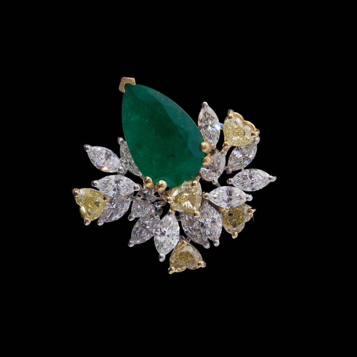 Emerald & Yellow Diamond Earrings